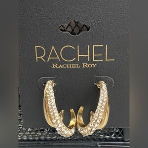 NWT Rachel Roy, gold and rhinestone earrings